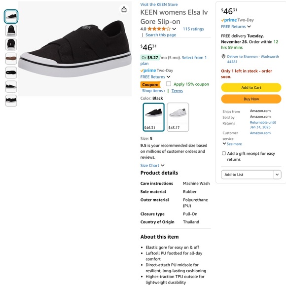 Keen Women’s Elsa Gore Slip On, Green - Picture 8 of 10